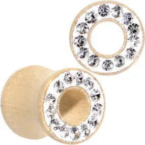 0 Gauge Clear Gem Organic Maple Wood Saddle Plug Set