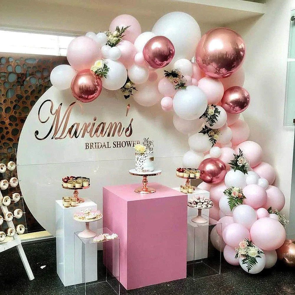 109pcs Pink Roses Metal Balloon Chain Set Birthday Party Wedding Decoration