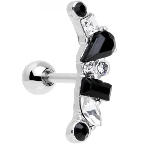 1/4 Clear and Black Gem Jumble of Jewels Left Ear Cartilage Earring