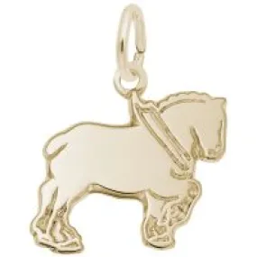 14k Yellow Gold Engravable Clydesdale Charm Pendant