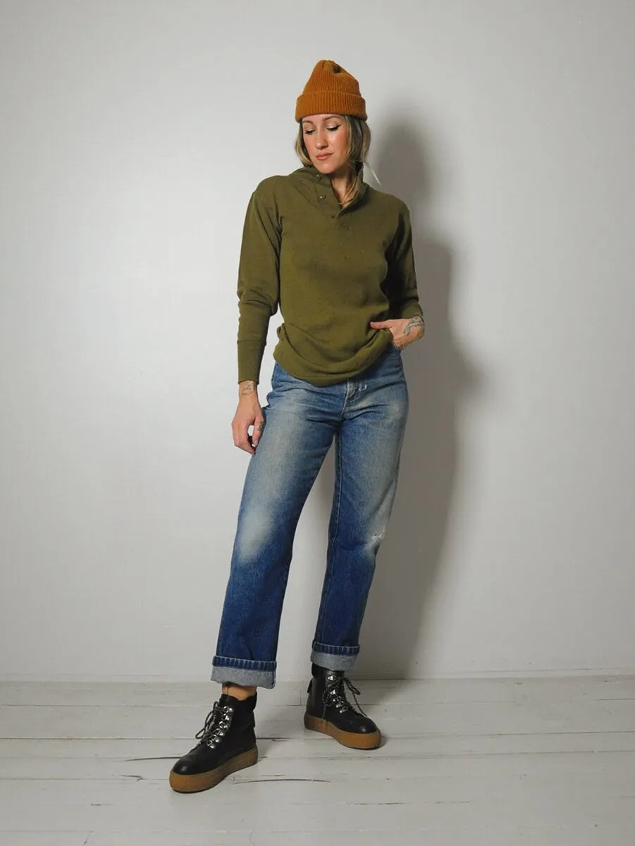 1970's Olive Military Issue Wool Thermal