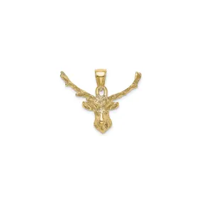 2D Deer Head 8 Point Buck Pendant (14K)