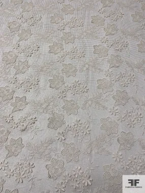 3D Floral Embroidered Mesh - Cream