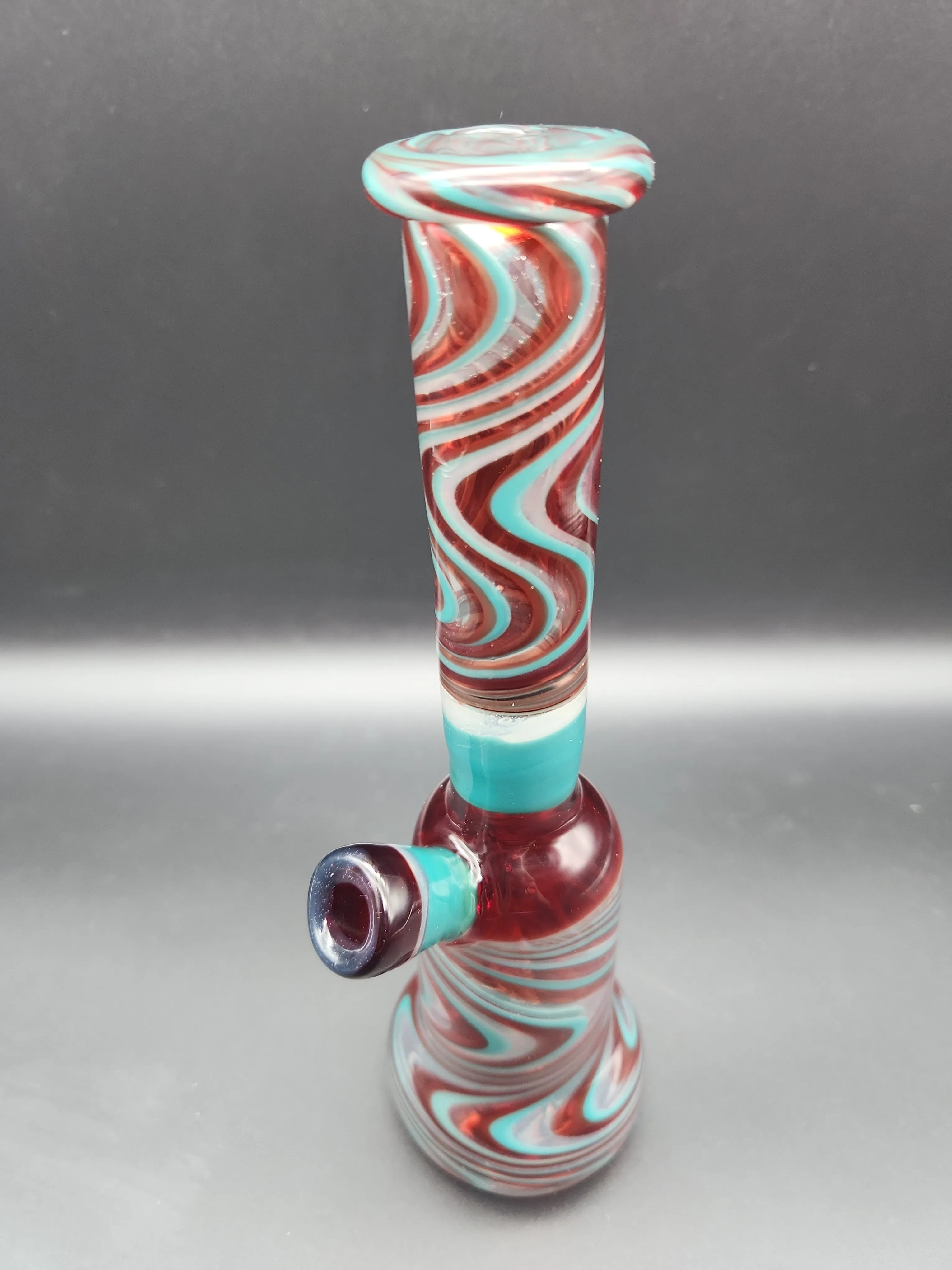 8.25 Red/Aqua Swirl UV Heady Rig - by Sprout Glass