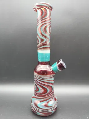 8.25 Red/Aqua Swirl UV Heady Rig - by Sprout Glass