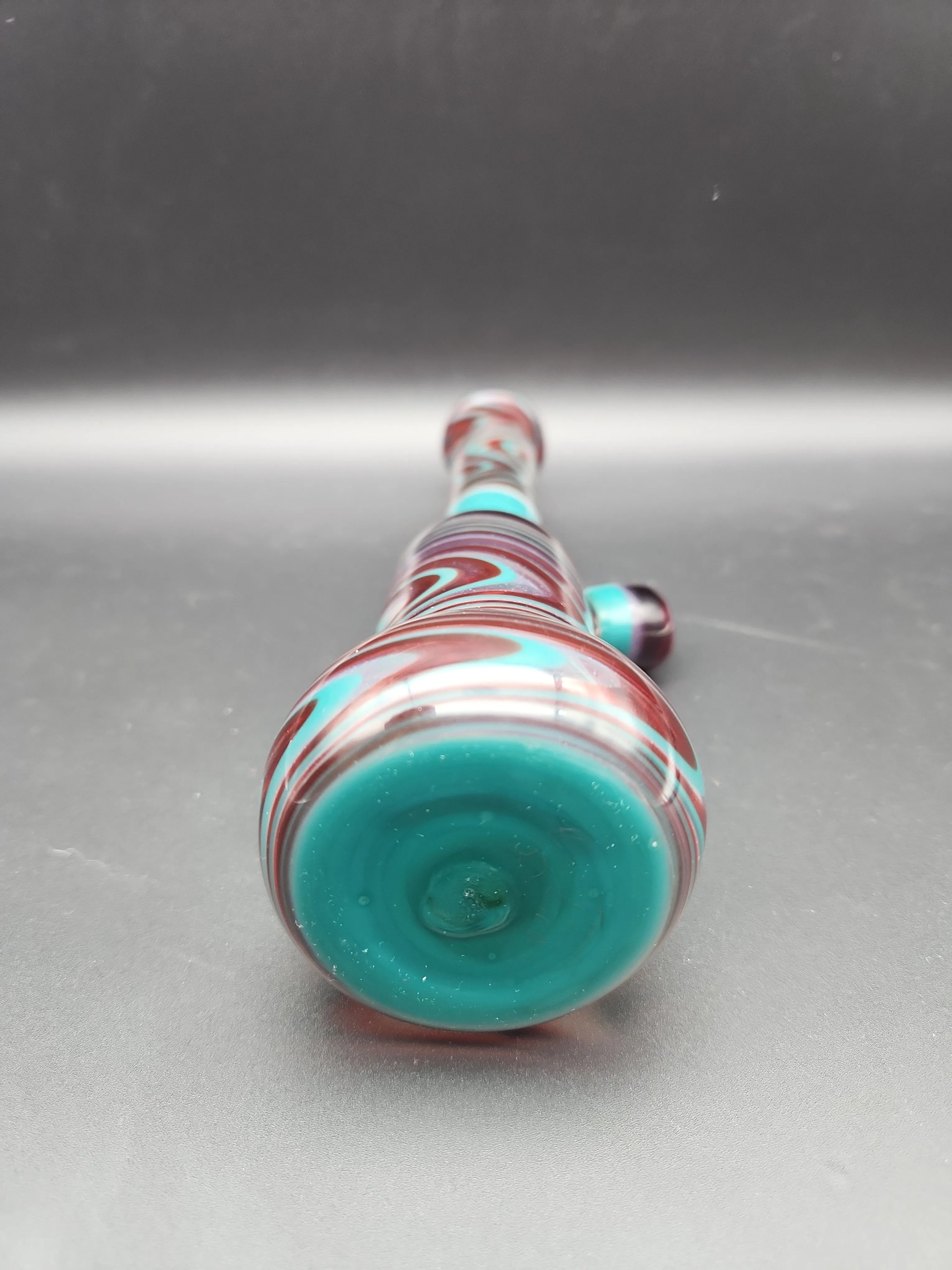 8.25 Red/Aqua Swirl UV Heady Rig - by Sprout Glass