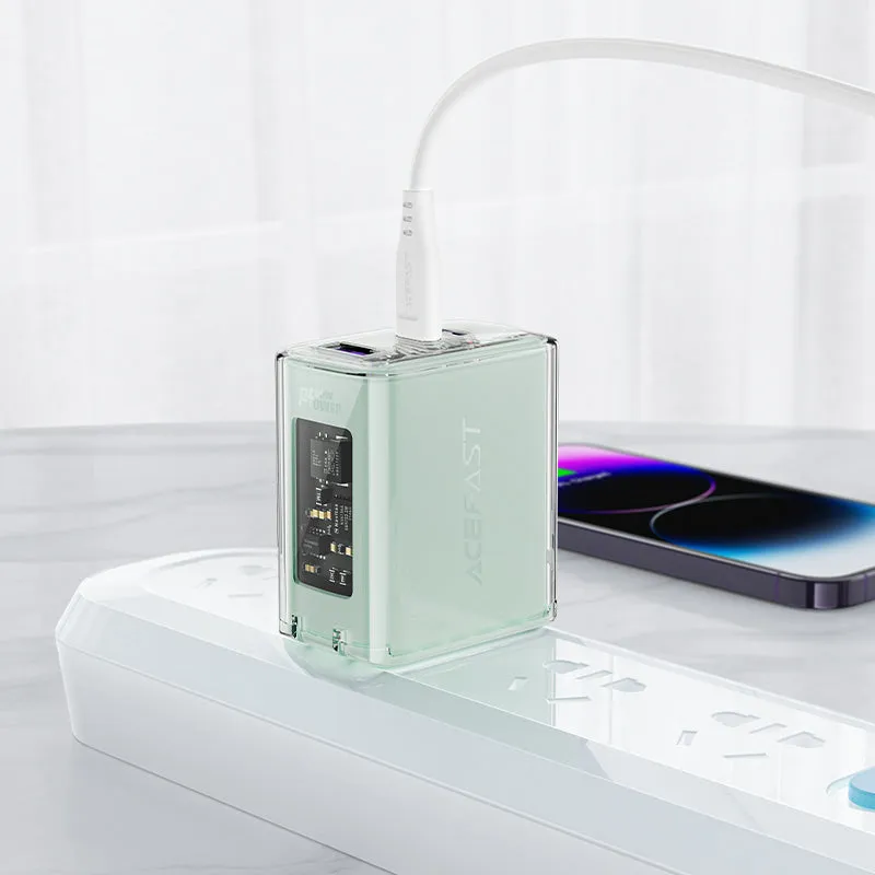 ACEFAST A47 SPARKLING SERIES PD65W GAN (2*USB-C USB-A) CHARGER - MOUNTAIN MIST