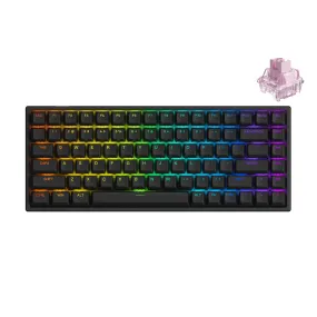 Akko 3084S Shine-Through RGB Hot-Swappable Mechanical Keyboard Black (Akko CS Jelly Pink)