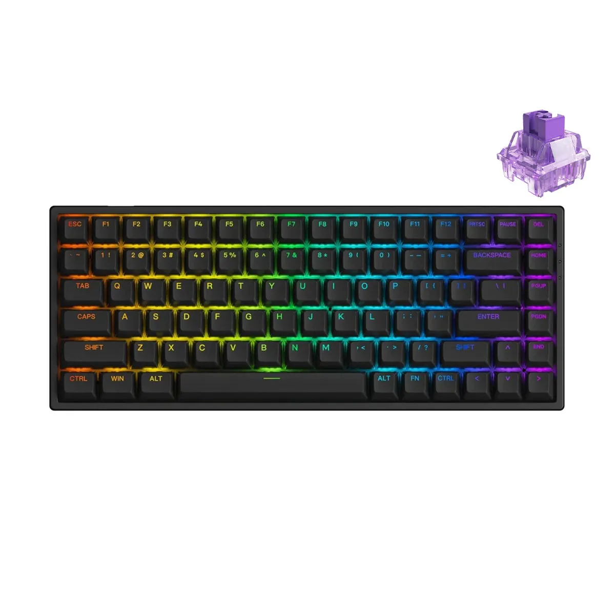 Akko 3084S Shine-Through RGB Hot-Swappable Mechanical Keyboard Black (Akko CS Jelly Purple)