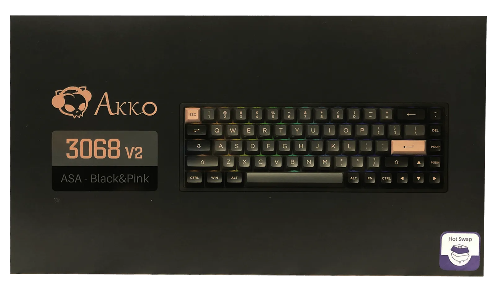 AKKO BLACK & PINK 3068B MECHANICAL KEYBOARD (AKKO SWITCH JELLY PINK)