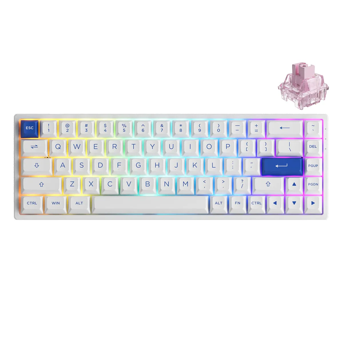 Akko Blue on White 3068B Plus Multi-Modes RGB Mechanical Keyboard (Akko CS Jelly Pink)