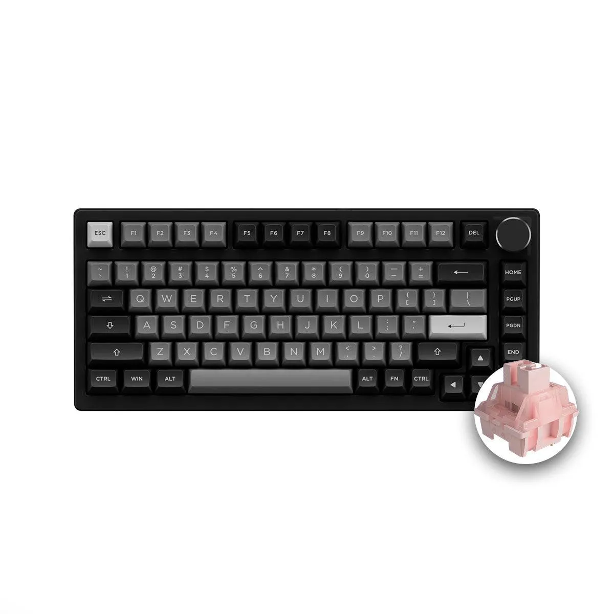 AKKO PC75B Plus Black & Silver RGB Mechanical Keyboard (AKKO CS Jelly Pink)