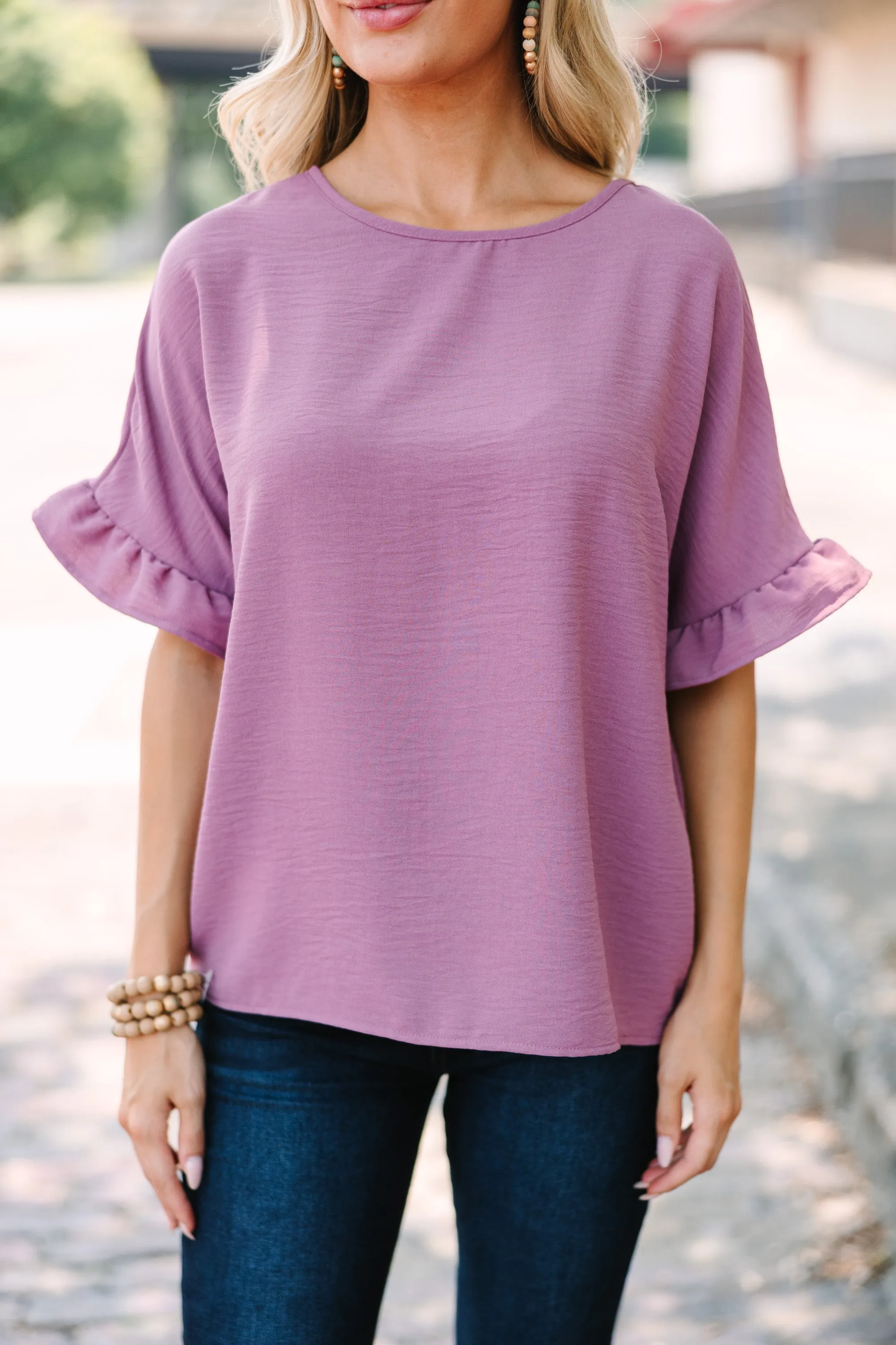 All I Ask Mauve Purple Ruffled Top