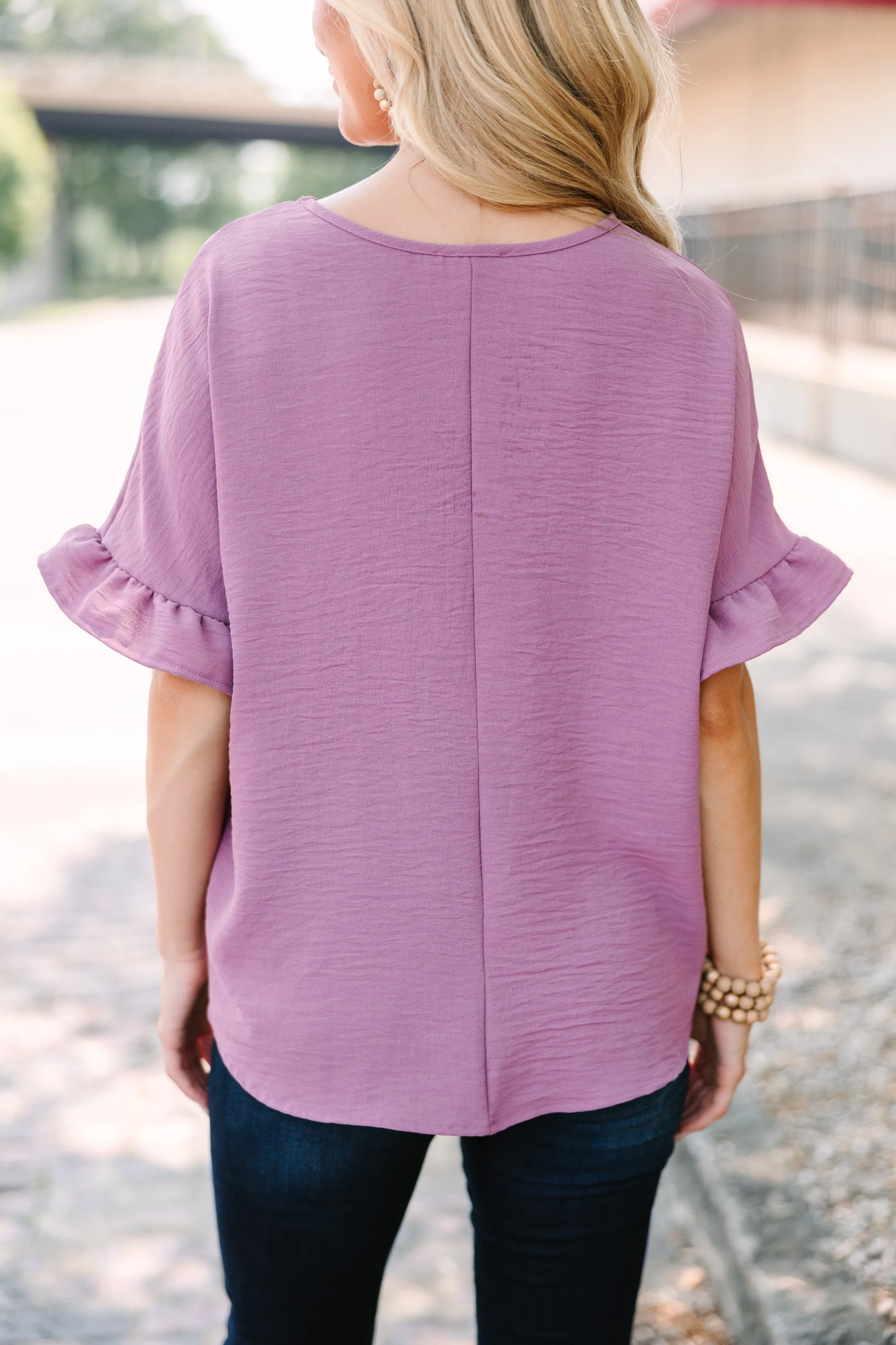 All I Ask Mauve Purple Ruffled Top