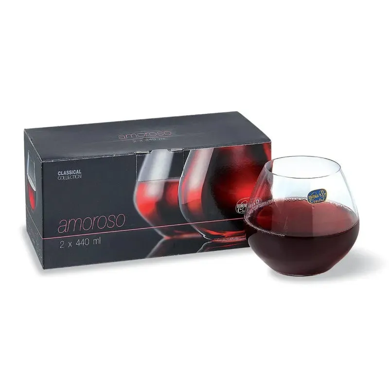 Amoroso Crystal Stemless Wine & Champagne Glass | 340ml | Set of 2