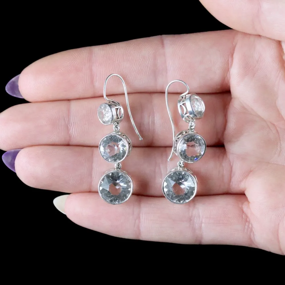 Antique Edwardian Drop Earrings Silver Paste Circa 1915