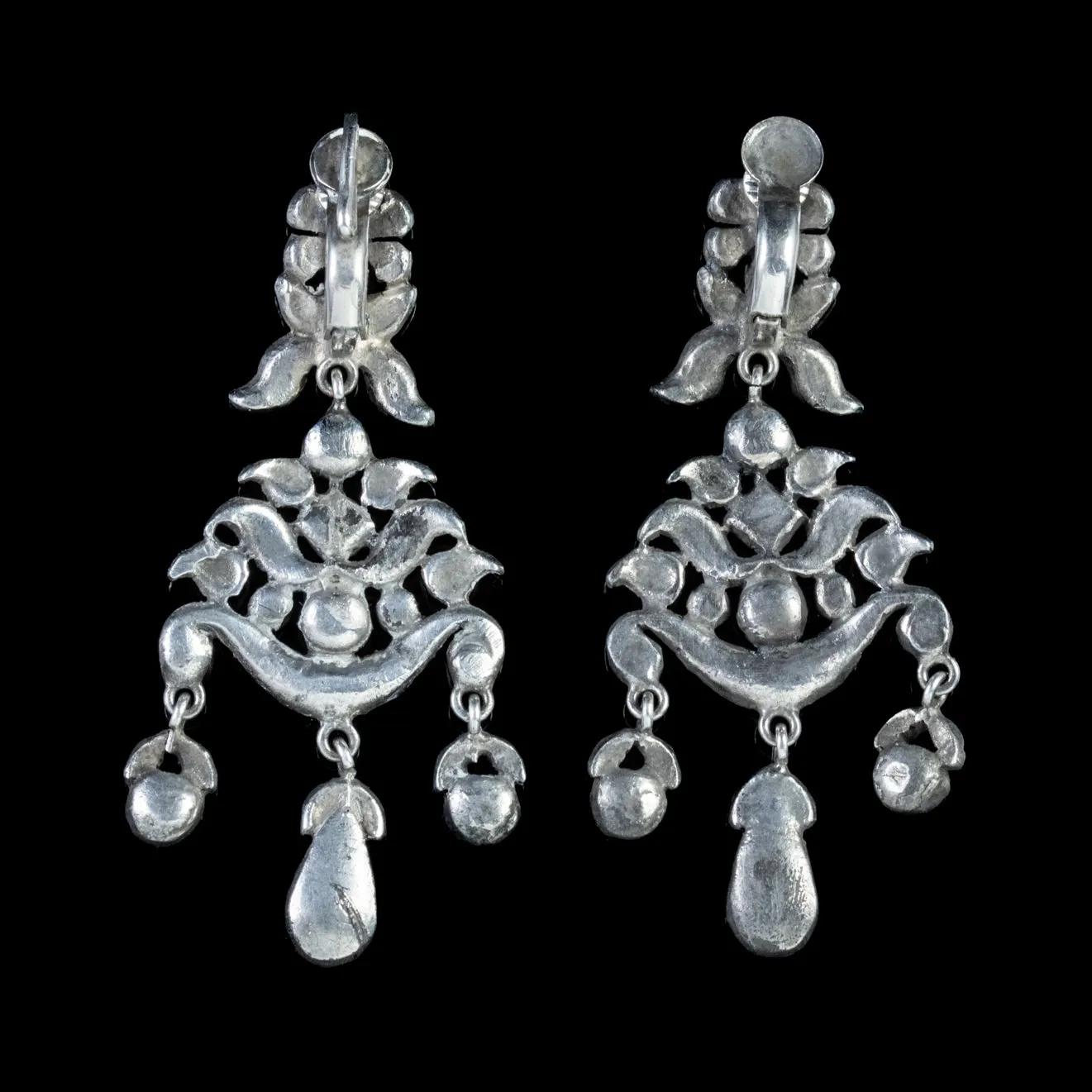 Antique Edwardian Paste Stone Drop Earrings Circa 1905