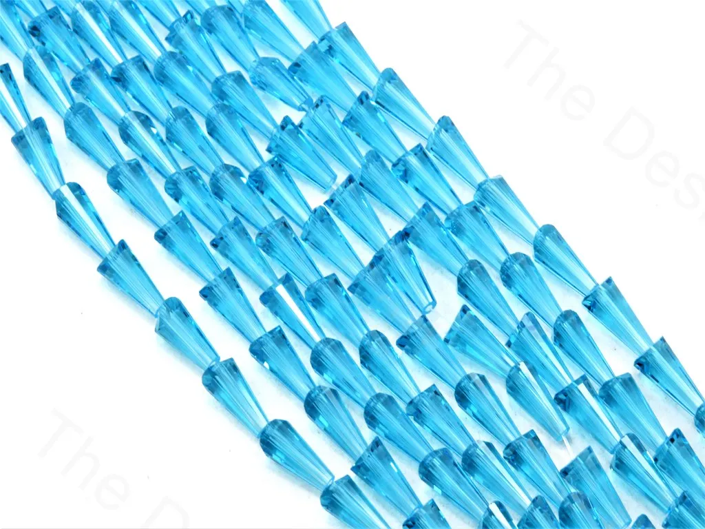 Aqua Blue Transparent Conical Crystal Beads (Wholesale)