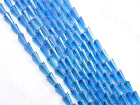 Aqua Blue Transparent Rainbow Conical Crystal Beads (Wholesale)