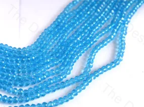 Aqua Blue Transparent Rondelle / Tyre Faceted Crystal Beads (Wholesale)