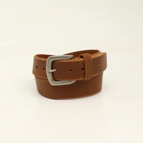 Ariat Beveled Edge Embroidered Logo Brown Belt