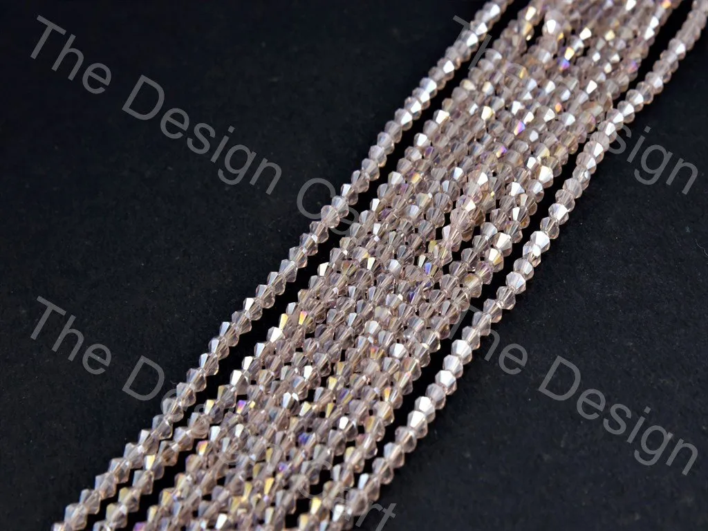 Baby Pink Rainbow Transparent Bicone Crystal Beads (Wholesale)