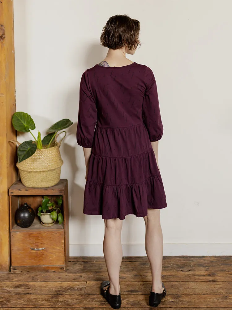 Bellini Long Sleeve Dress - Diamond Vine Dark Purple