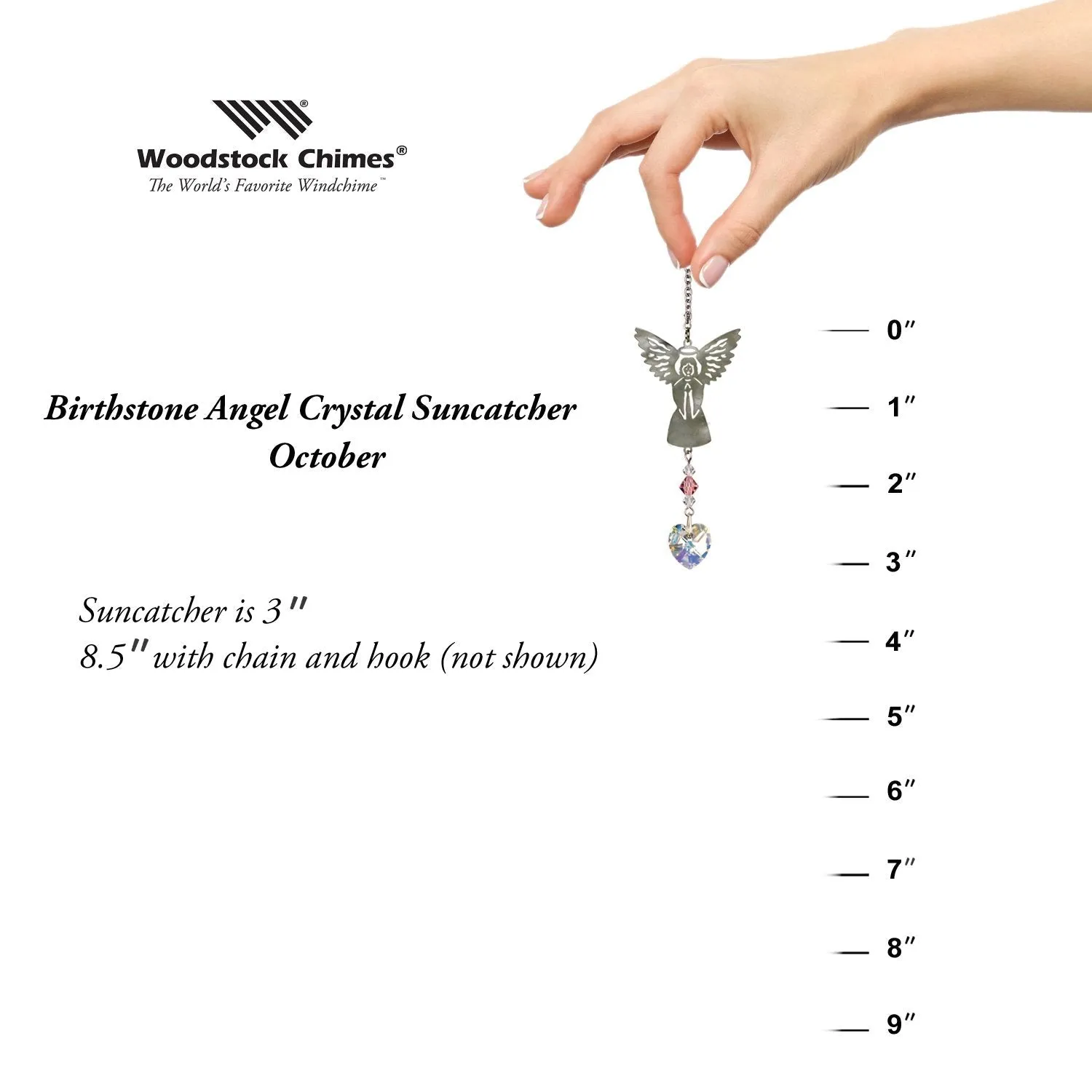 Birthstone Angel Crystal Suncatcher - October