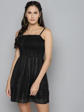 Black Lurex Smocking Tube Dress