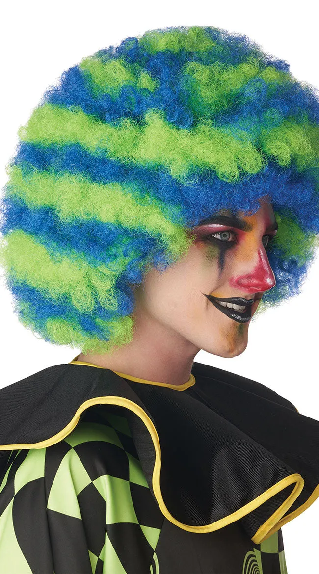 Blue and Green Spiral Clown Wig