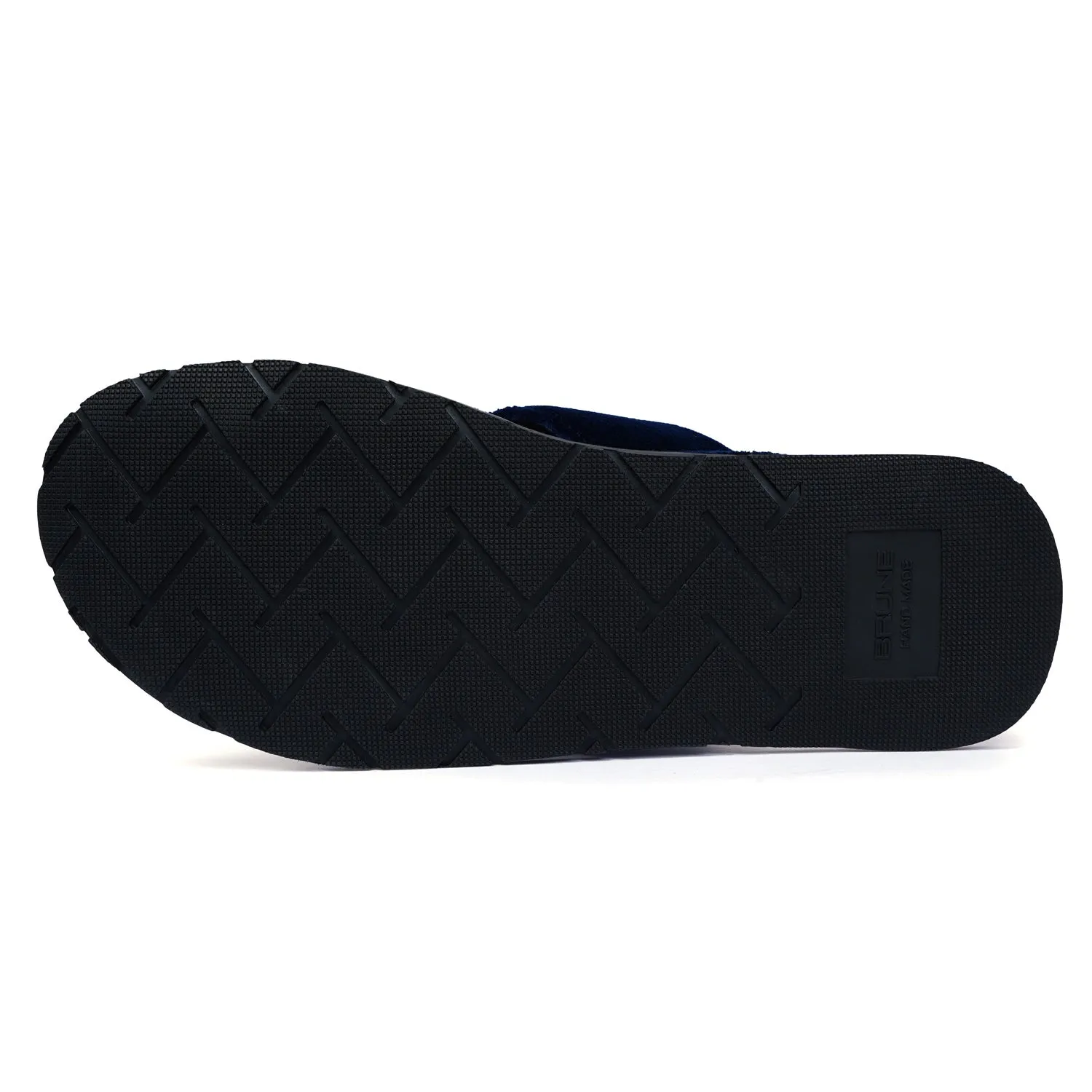 Blue Cross Straps Comfy Velvet Slide-in Slippers By Brune & Bareskin