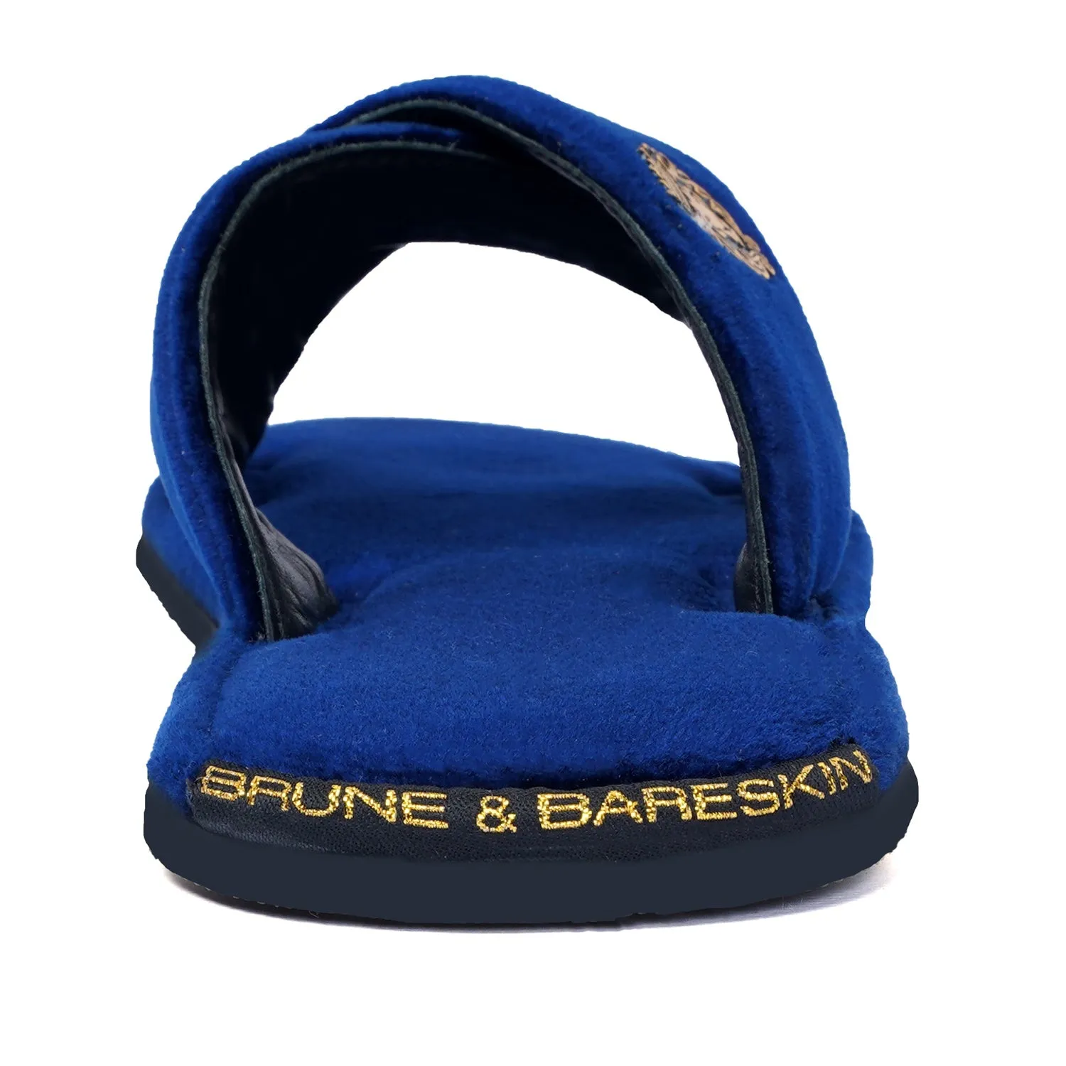 Blue Cross Straps Comfy Velvet Slide-in Slippers By Brune & Bareskin