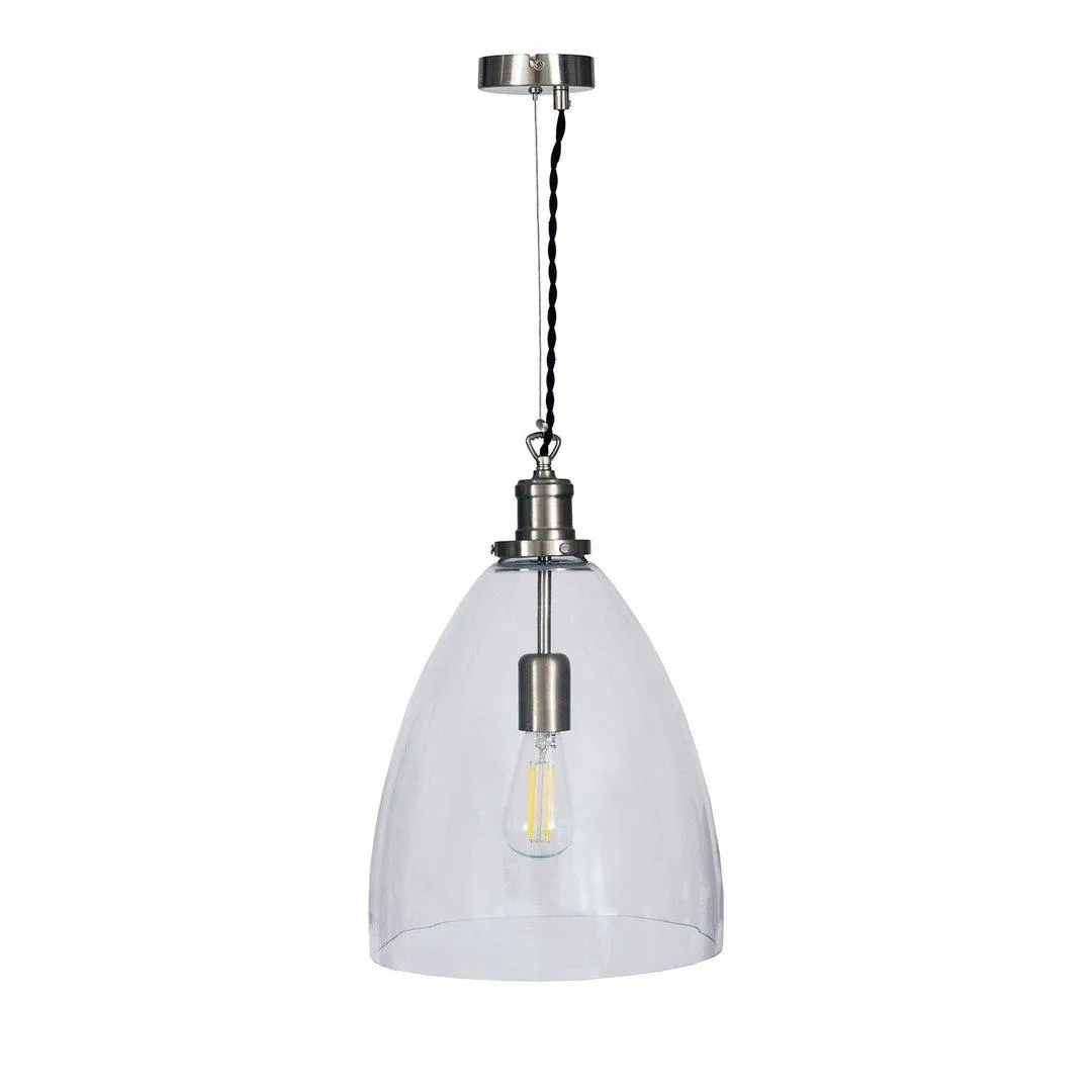 Bullet Glass Pendant Light - Satin Nickel