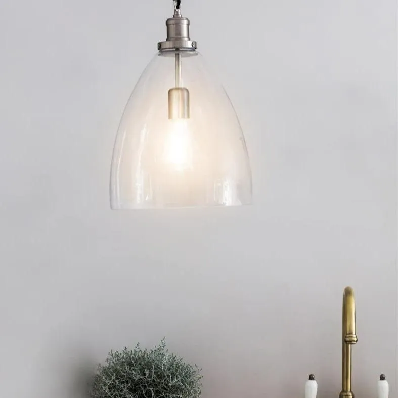 Bullet Glass Pendant Light - Satin Nickel