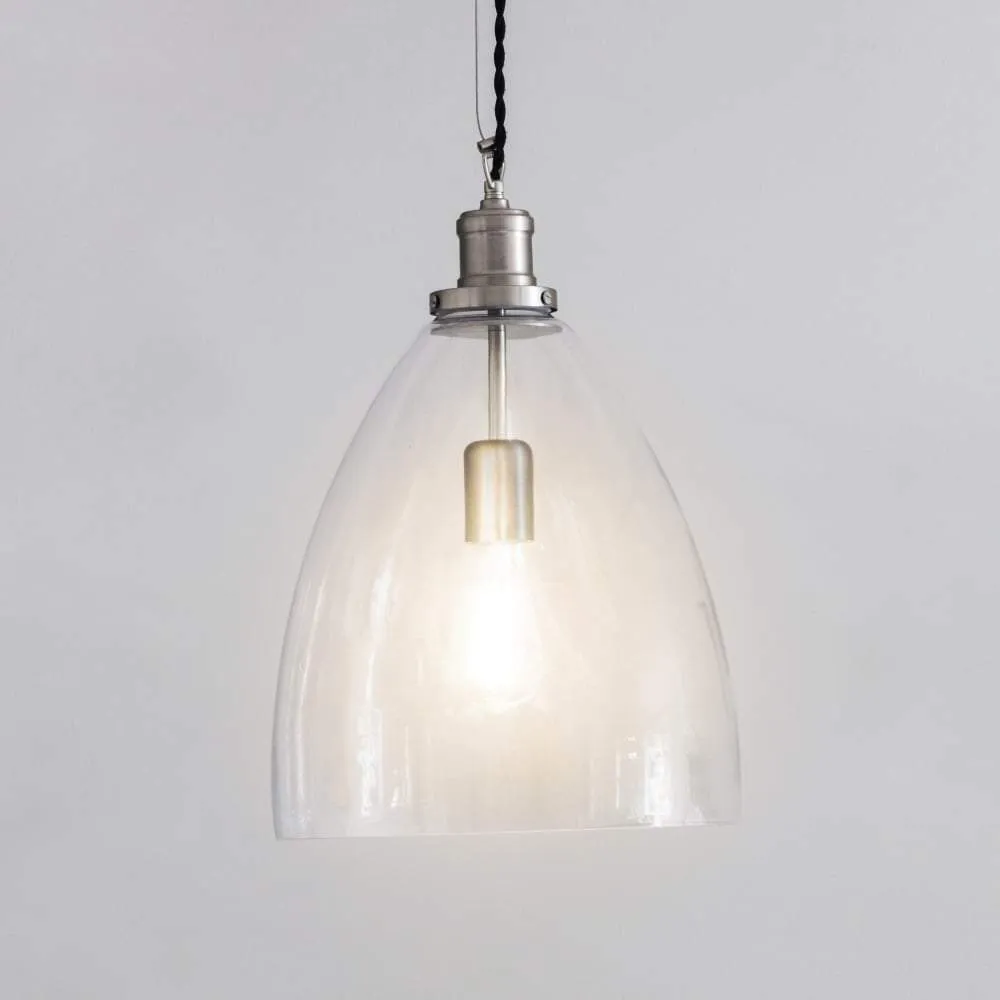 Bullet Glass Pendant Light - Satin Nickel