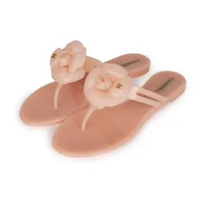 Chanel Pink Camellia Jelly Sandals 39