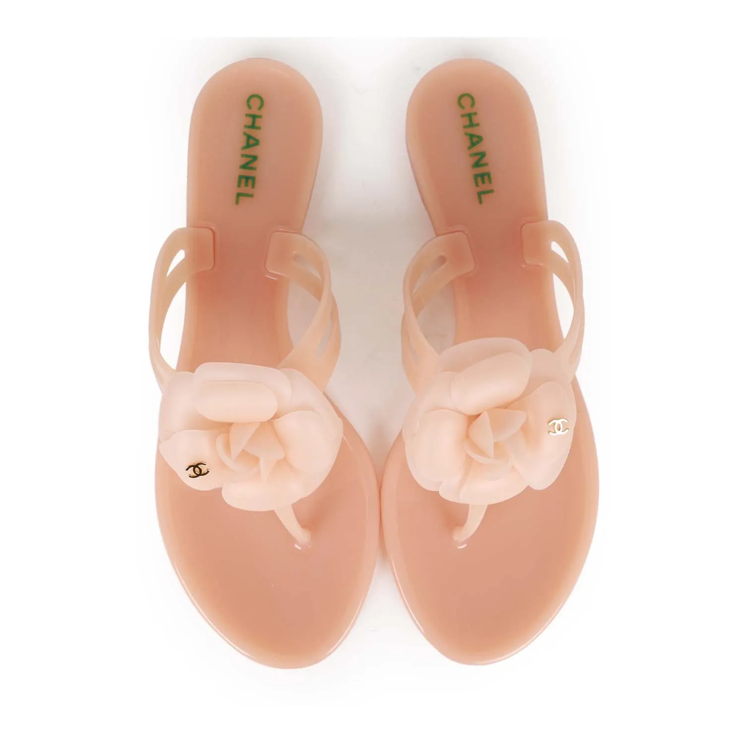 Chanel Pink Camellia Jelly Sandals 39