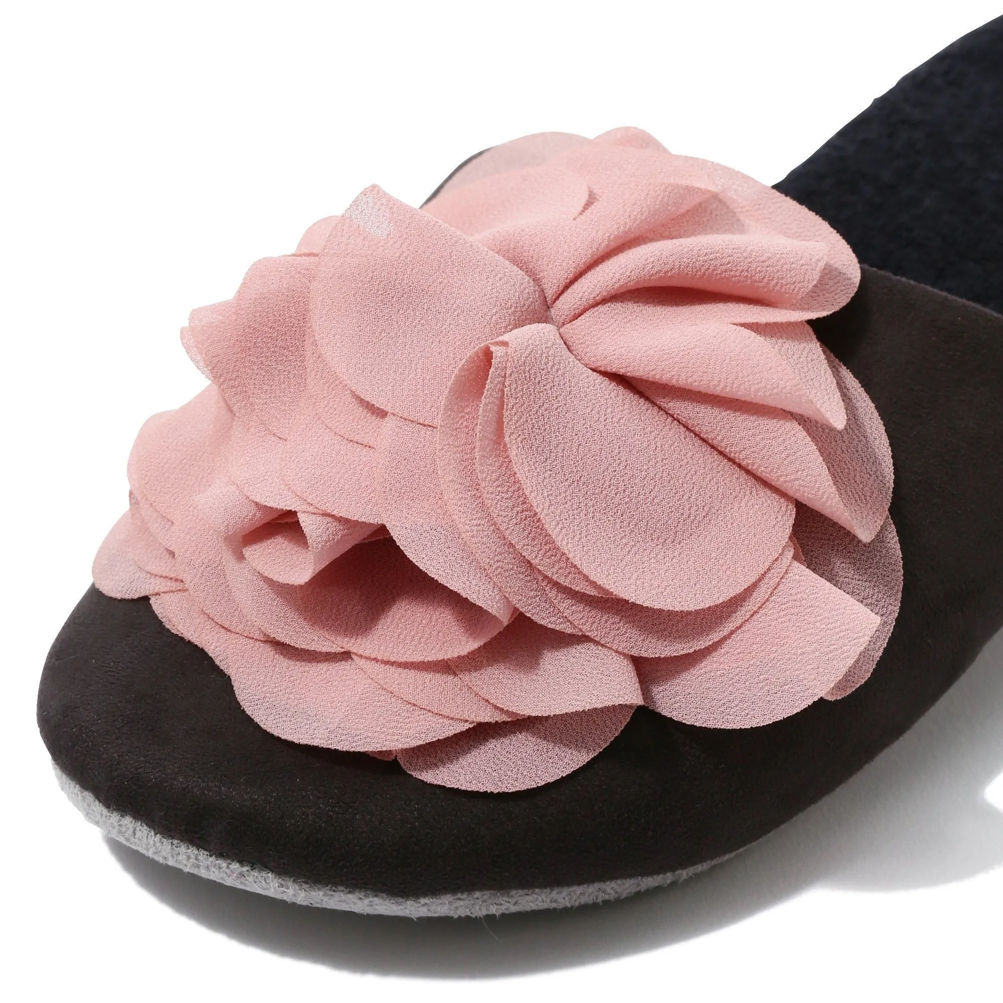 Chiffon Room Shoes Flower Dark Gray