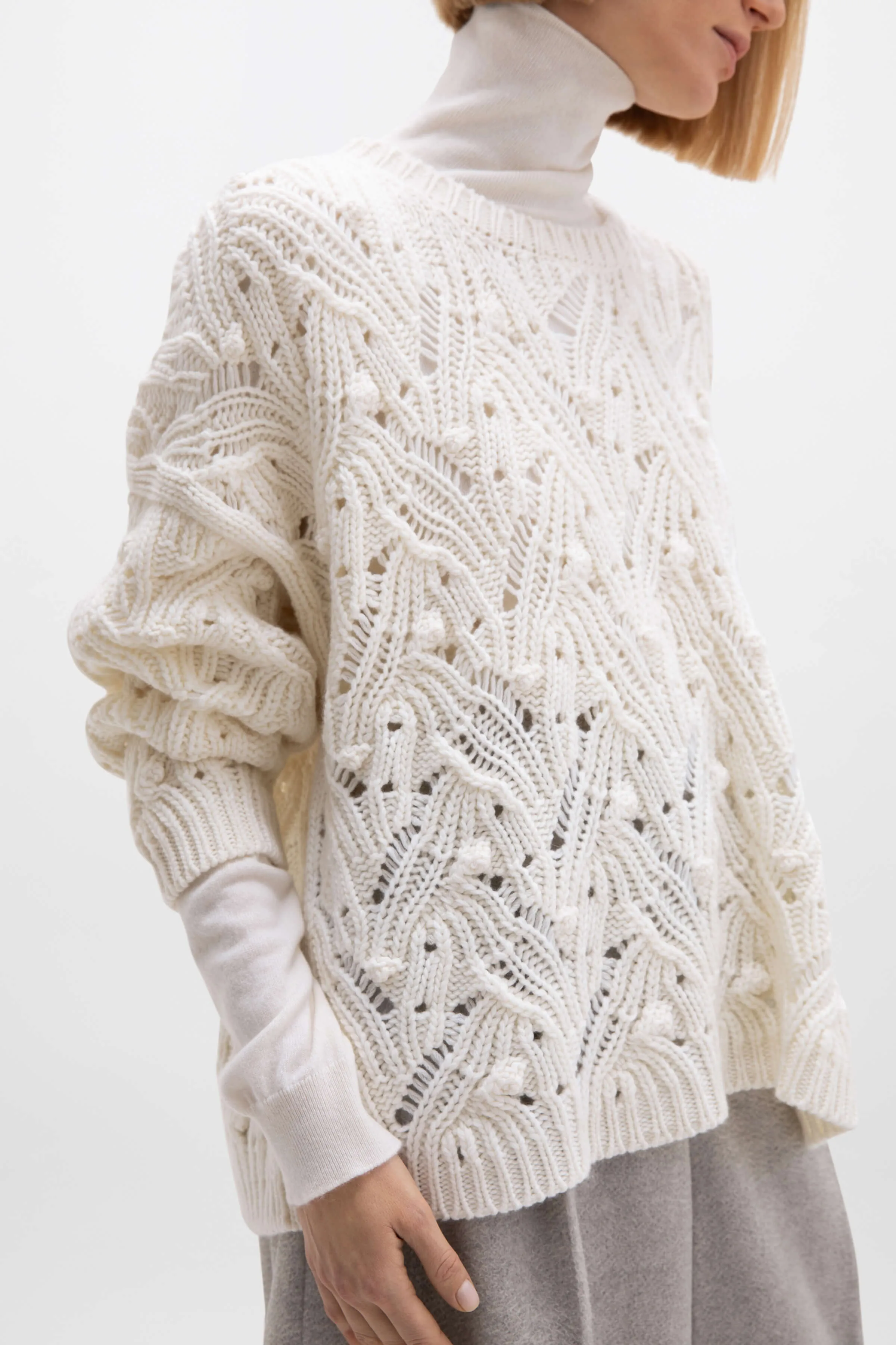 Chunky Lace Stitch Cashmere Jumper