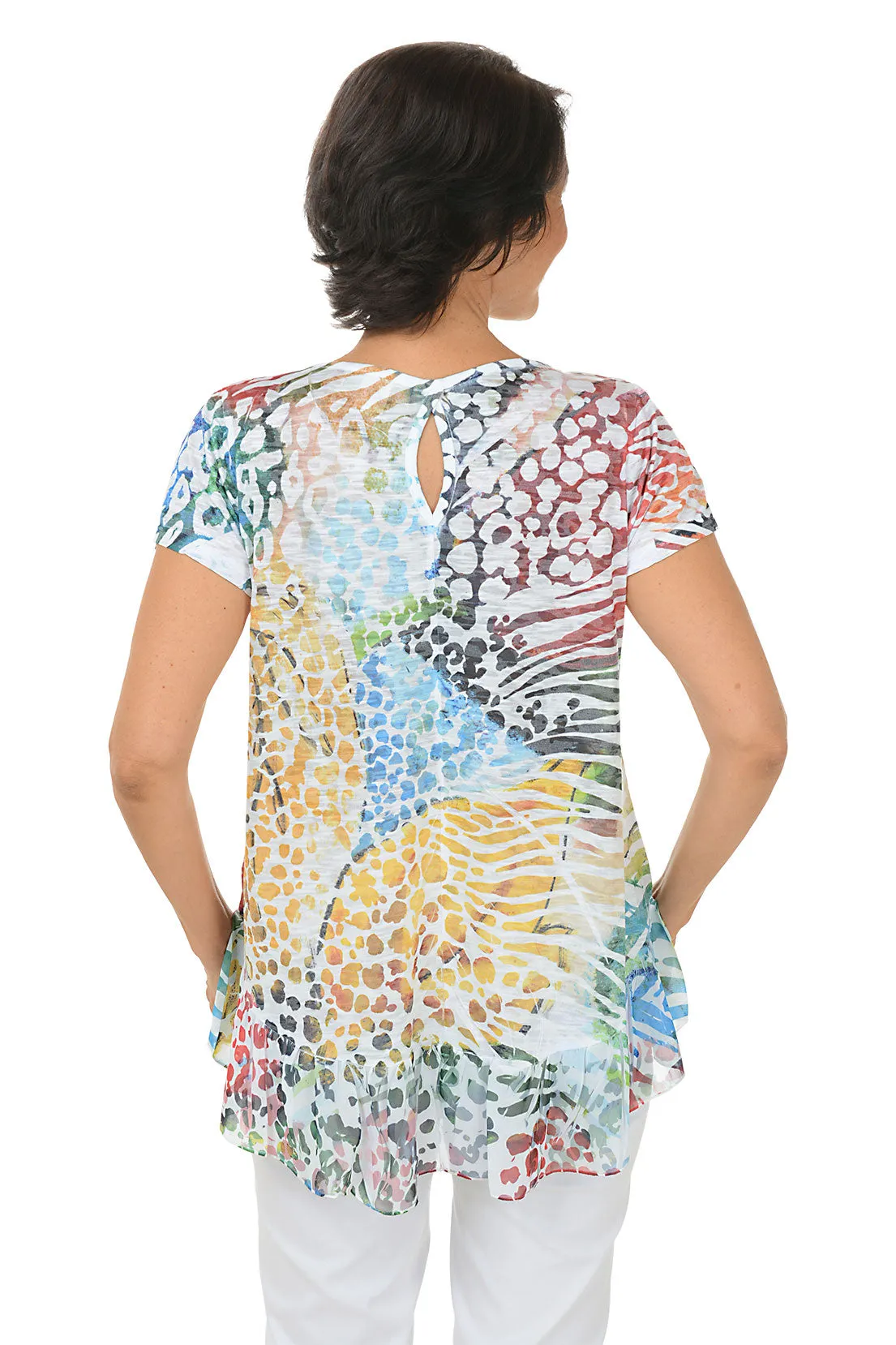 Colorful Safari Burnout Knit Top