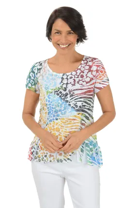 Colorful Safari Burnout Knit Top