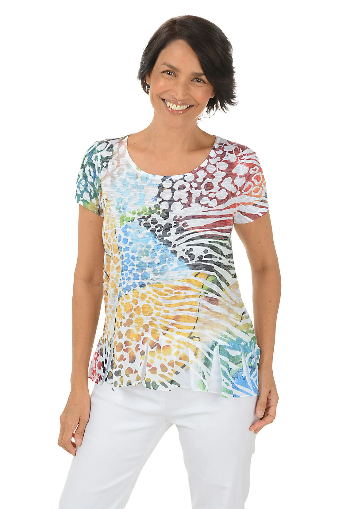 Colorful Safari Burnout Knit Top