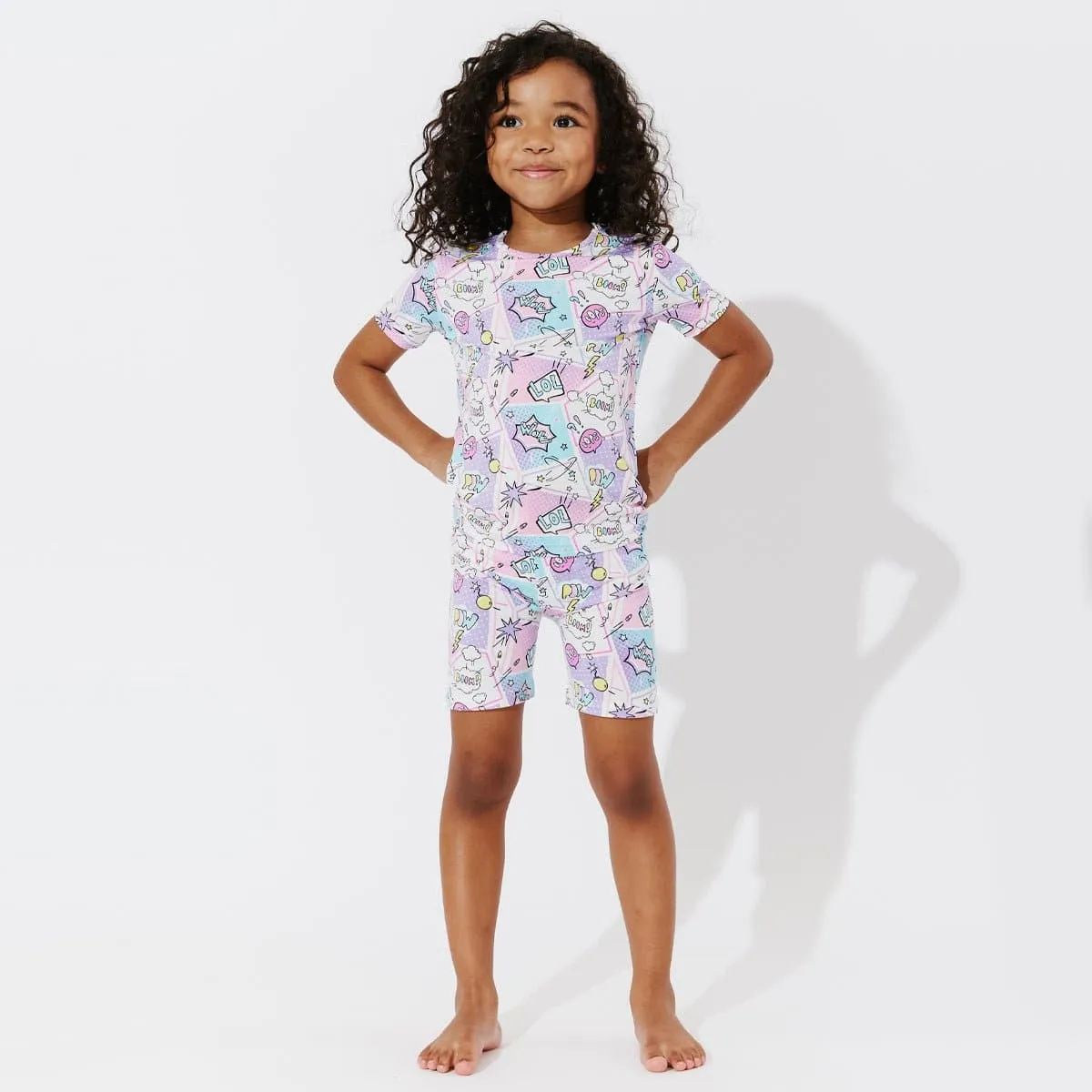 Comic Purple Bamboo Kids Pajama Short Set