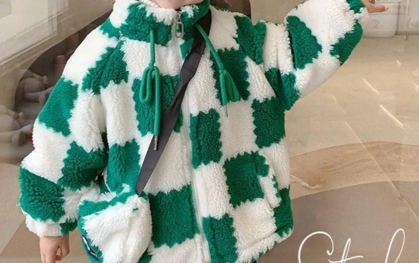 Cozy Checkered Zip-Up Fleece Jacket