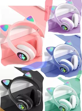 Cute LED Light Cat Ear Bluetooth Headphones