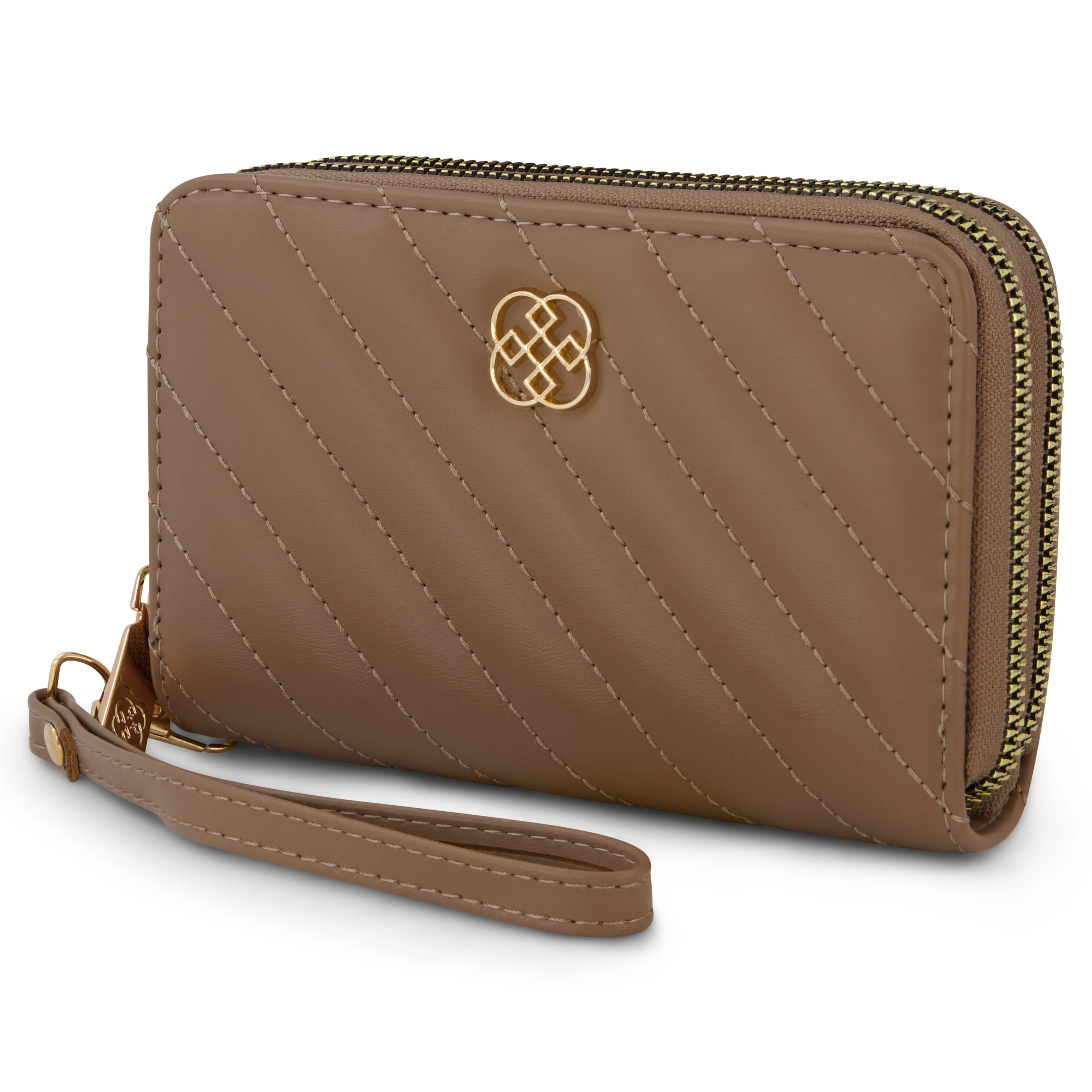 Daisy Fuentes Women's Diagonally Quilted Compact Wallet, Large Capacity with Double Zipper Closure