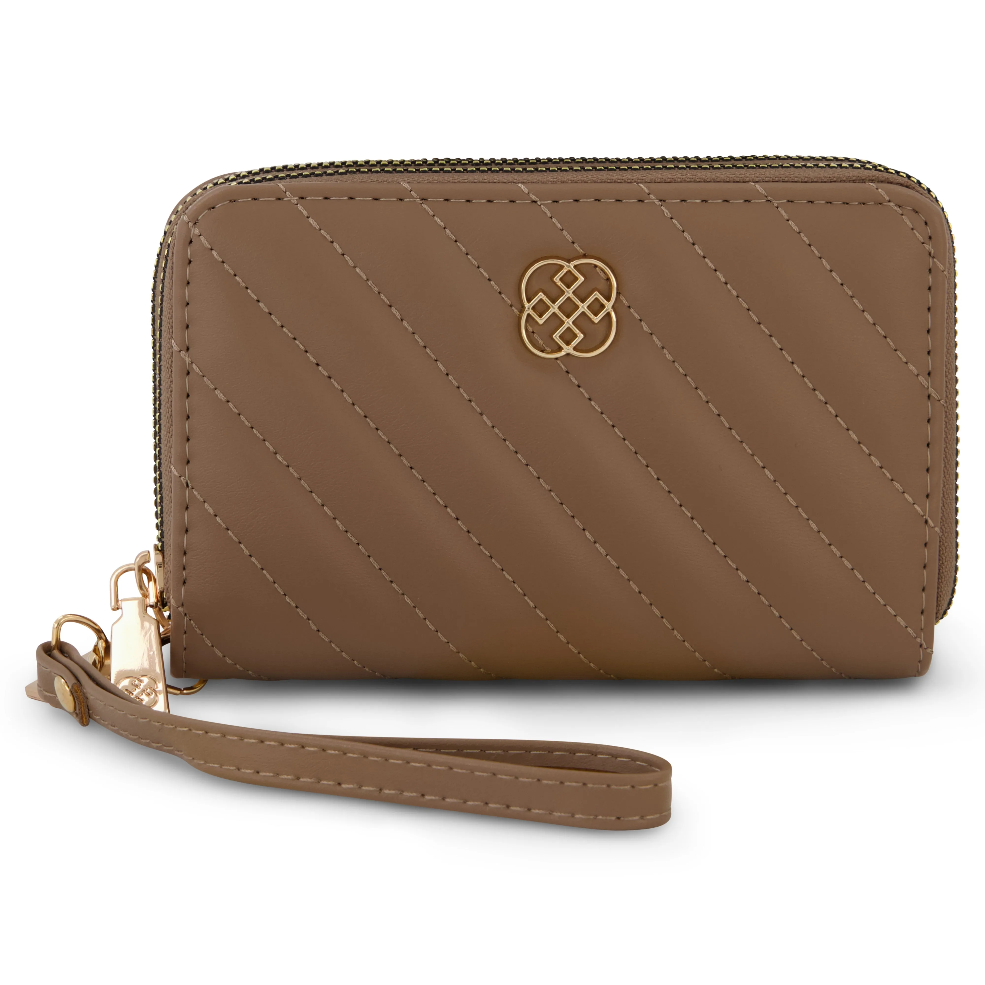 Daisy Fuentes Women's Diagonally Quilted Compact Wallet, Large Capacity with Double Zipper Closure