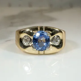 Daring Art Moderne Sapphire & Diamond Ring