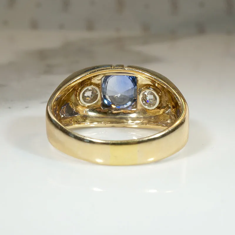 Daring Art Moderne Sapphire & Diamond Ring