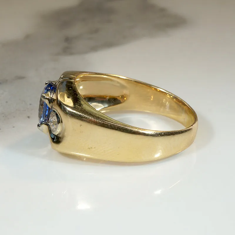 Daring Art Moderne Sapphire & Diamond Ring